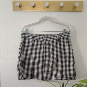Levi's Black & White Gingham Button-Front Mini Skirt